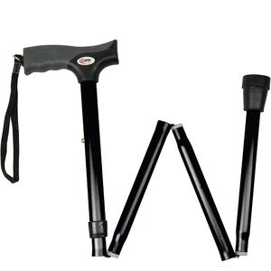 CAREX BLACK FOLDING CANE SOFT GRIP NIB